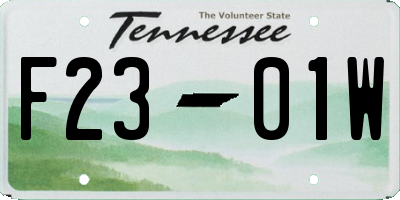 TN license plate F2301W