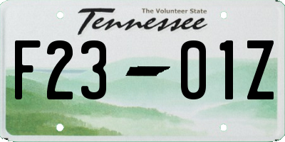 TN license plate F2301Z