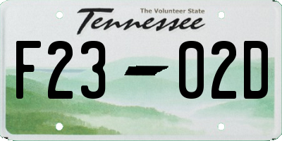 TN license plate F2302D