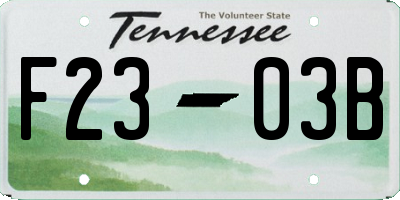 TN license plate F2303B
