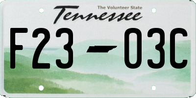 TN license plate F2303C