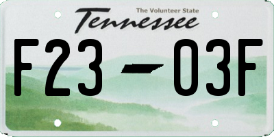 TN license plate F2303F