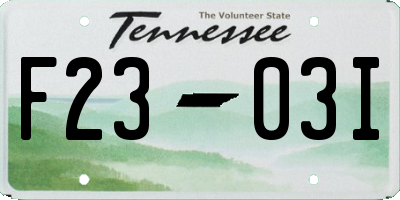 TN license plate F2303I
