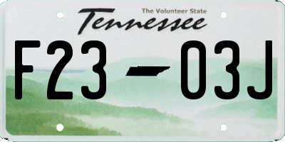 TN license plate F2303J