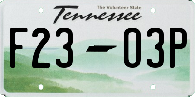 TN license plate F2303P