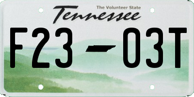 TN license plate F2303T