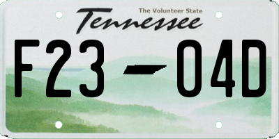 TN license plate F2304D