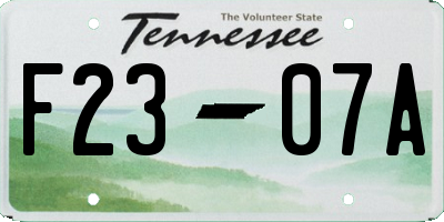 TN license plate F2307A