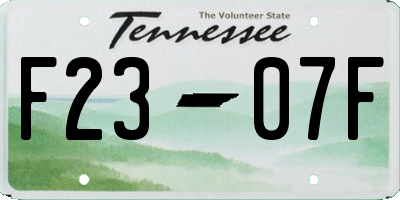 TN license plate F2307F