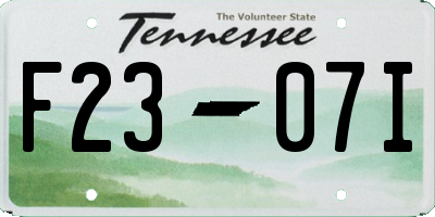TN license plate F2307I