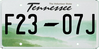 TN license plate F2307J