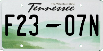 TN license plate F2307N
