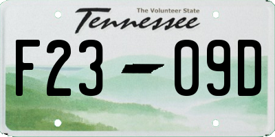 TN license plate F2309D