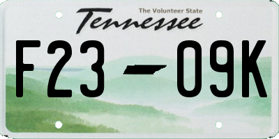 TN license plate F2309K
