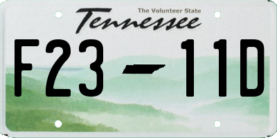 TN license plate F2311D
