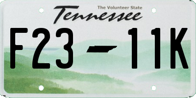TN license plate F2311K