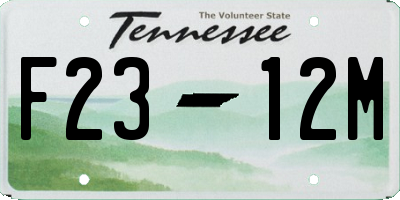 TN license plate F2312M