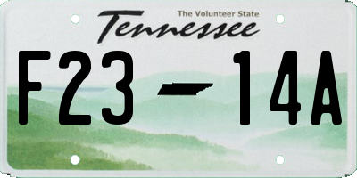 TN license plate F2314A