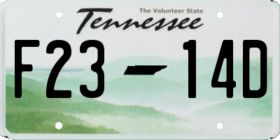 TN license plate F2314D