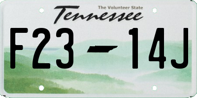 TN license plate F2314J