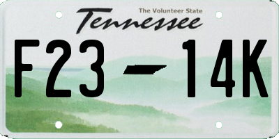 TN license plate F2314K