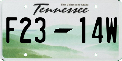 TN license plate F2314W