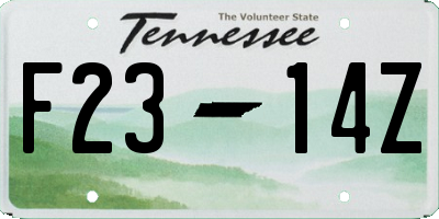 TN license plate F2314Z