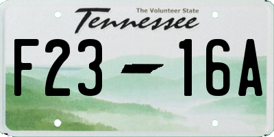 TN license plate F2316A