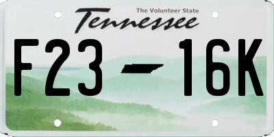 TN license plate F2316K