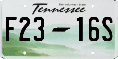 TN license plate F2316S
