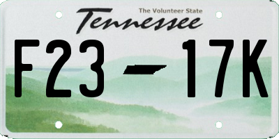 TN license plate F2317K