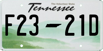 TN license plate F2321D