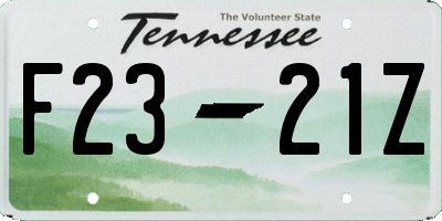 TN license plate F2321Z