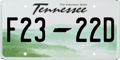 TN license plate F2322D