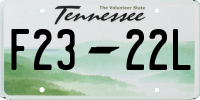 TN license plate F2322L