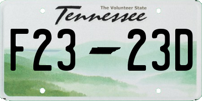 TN license plate F2323D