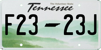 TN license plate F2323J