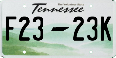 TN license plate F2323K