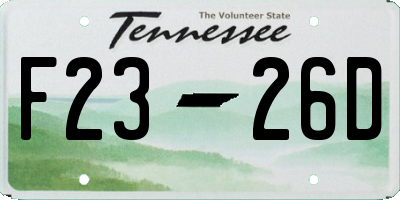 TN license plate F2326D