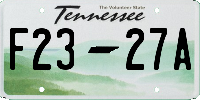 TN license plate F2327A