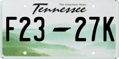 TN license plate F2327K