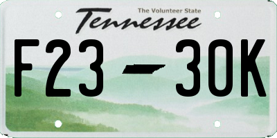 TN license plate F2330K