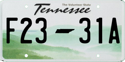 TN license plate F2331A