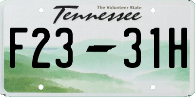 TN license plate F2331H