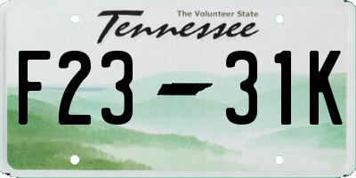 TN license plate F2331K