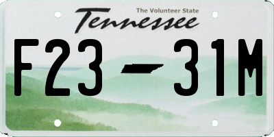 TN license plate F2331M