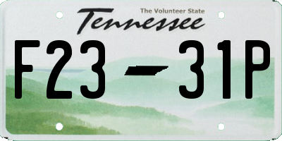 TN license plate F2331P