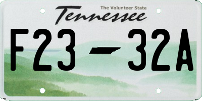 TN license plate F2332A