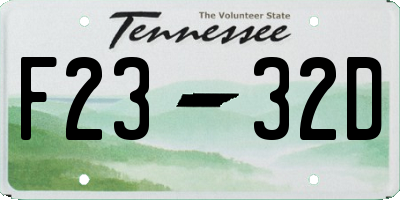 TN license plate F2332D