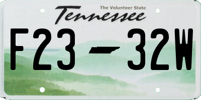TN license plate F2332W